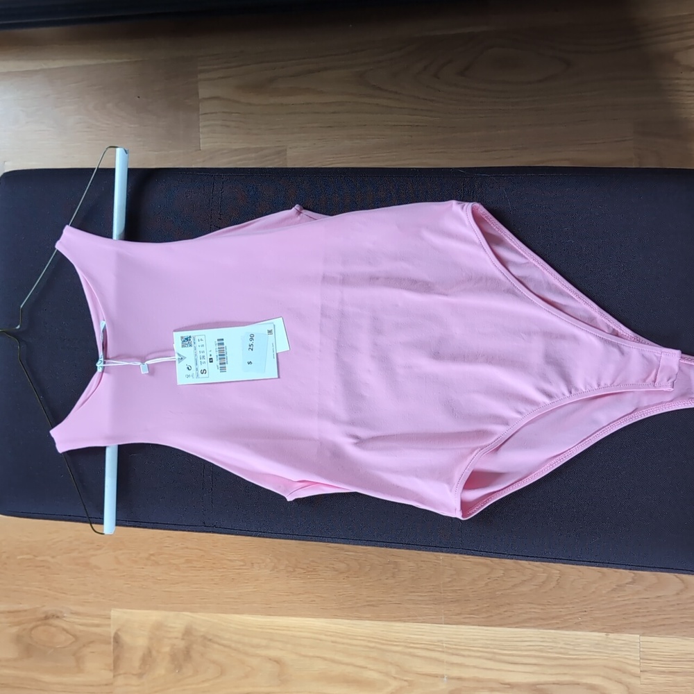 Zara seamless high neck bodysuit in bubblegum pink
